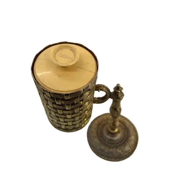 Vintage Gold Tone Basketweave Fleur de Lis Dixie Cup Dispenser Antique EUC solofficialkw.com